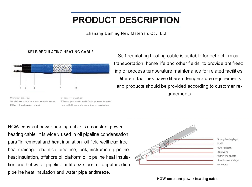 Low Temperature Heat Tracing Outdoor Driveway Road Snow Melting Heating Cable