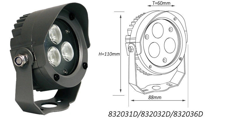 3X3w DC24V/240V IP65 Outdoor LED Lawn Light with Spike