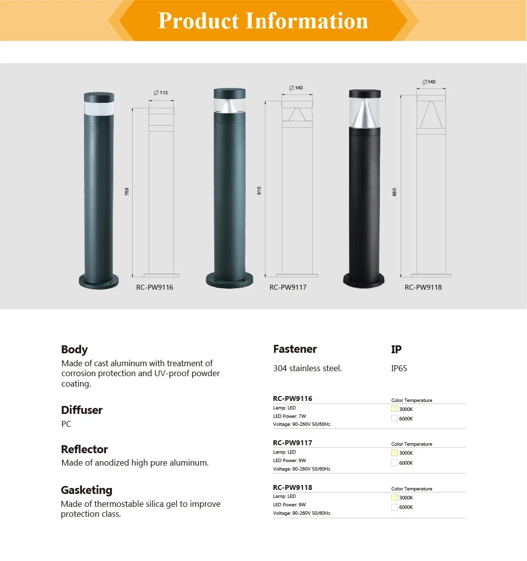 Outdoor Commercial/Residential Low-Voltage 12V Solar LED Landscape Garden Driveway Pathway Lawn Bollard Lights