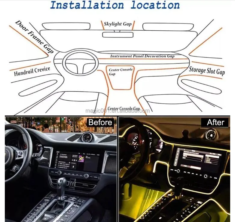 APP Control LED Strip Ambient Lighting Car LED Strip Light RGB LED Interior Ambient Light Car Decorative Accessories